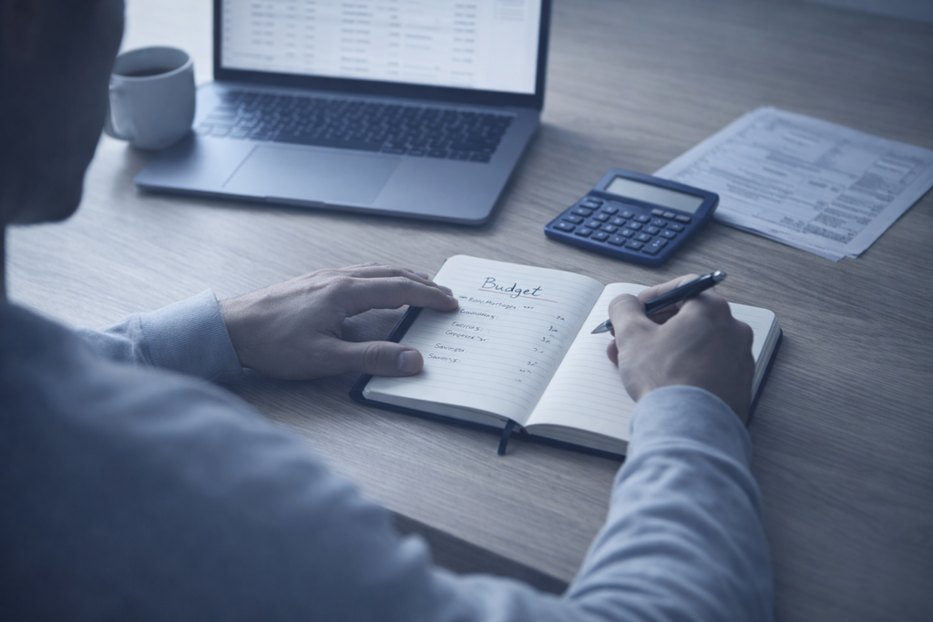 Close-up of budgeting and expense planning representing financial discipline and behavior