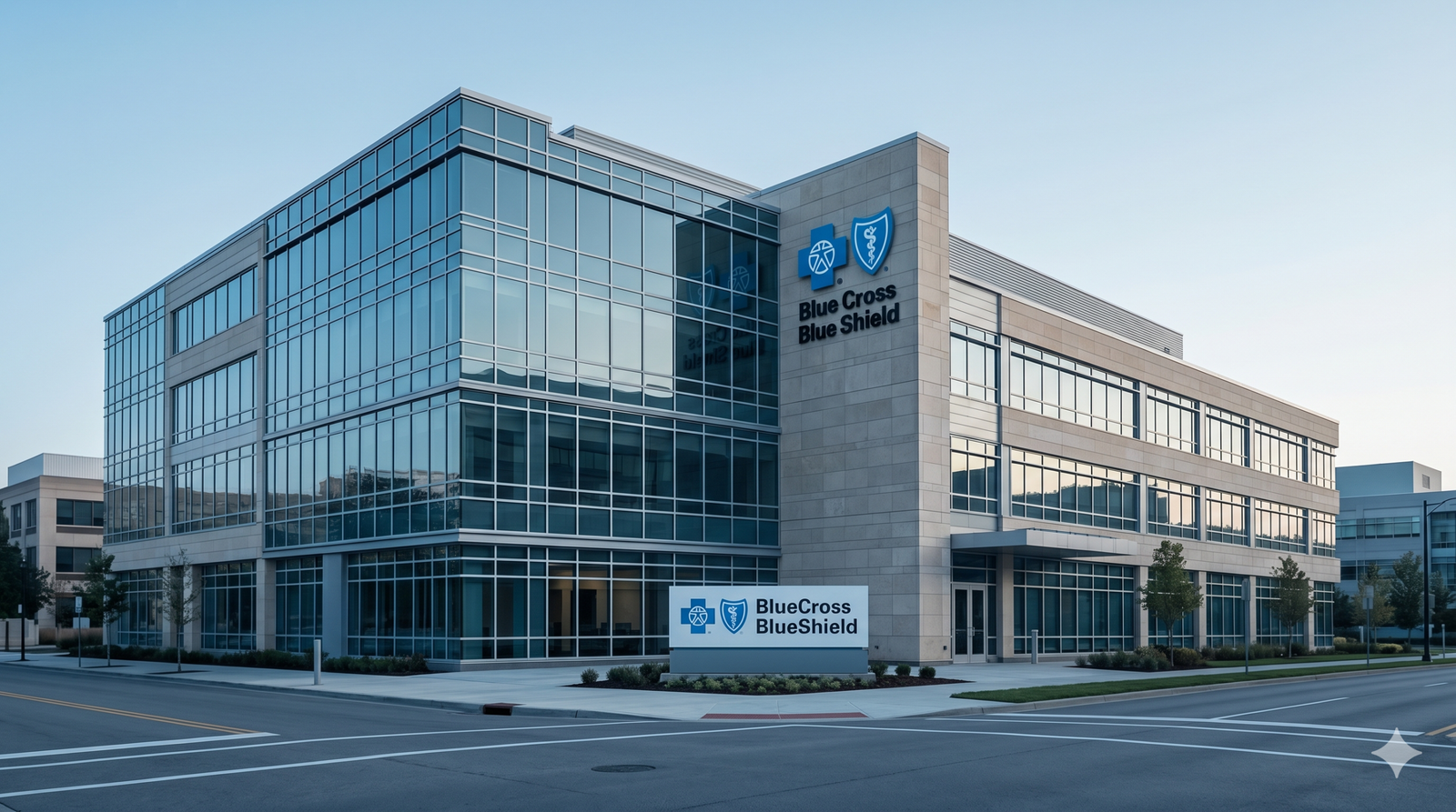 Blue Cross Blue Shield office building exterior used in coverage of the $2.67 billion BCBS antitrust settlement payout.